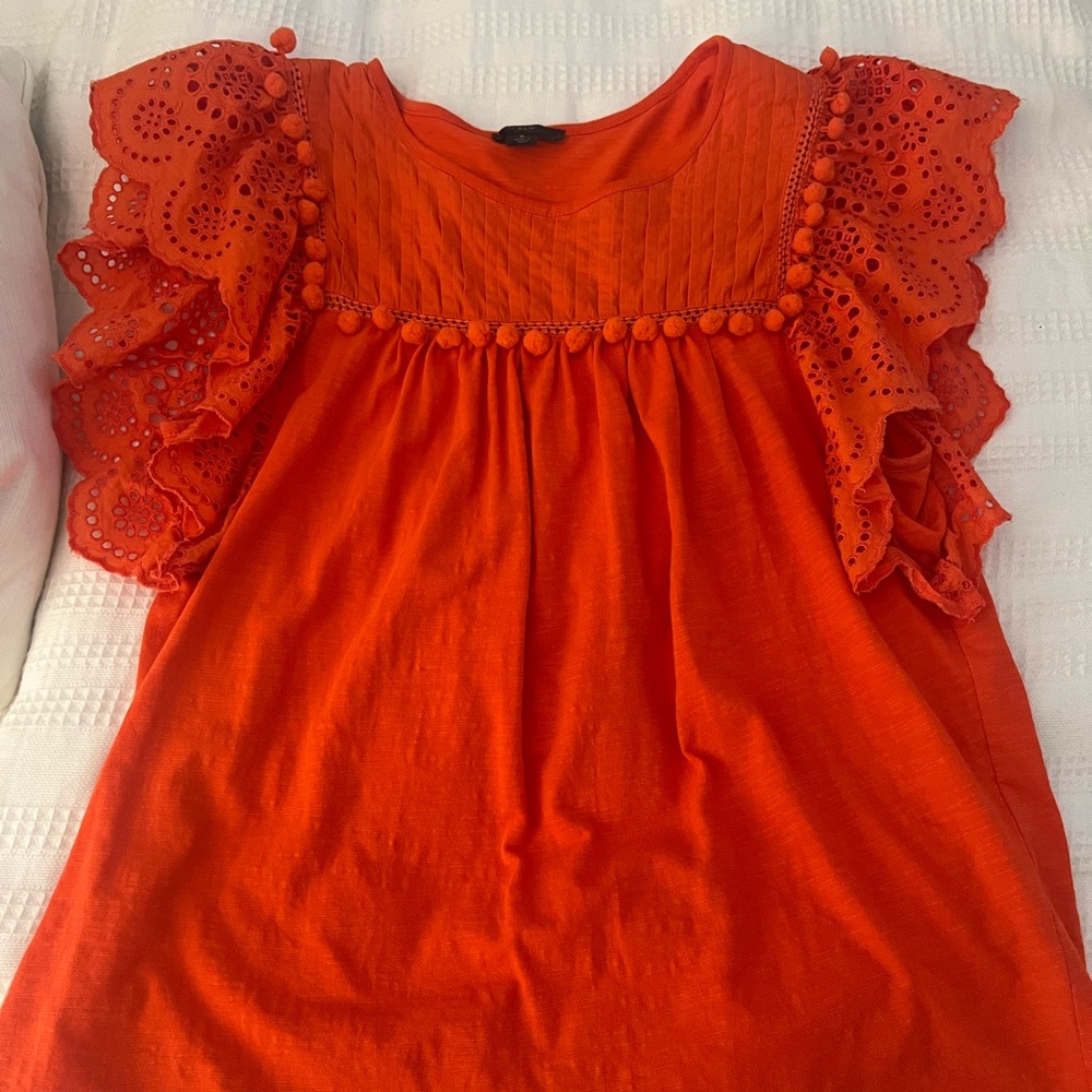 J.Crew Coral Pom Pom T-shirt Size Small